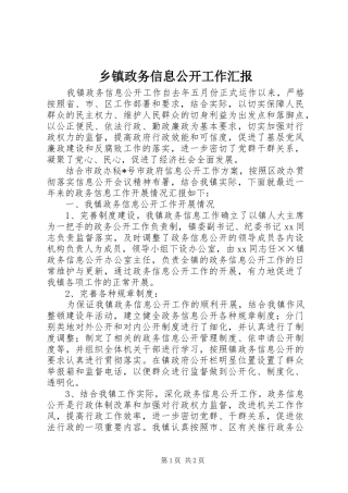 2024年乡镇政务信息公开工作汇报