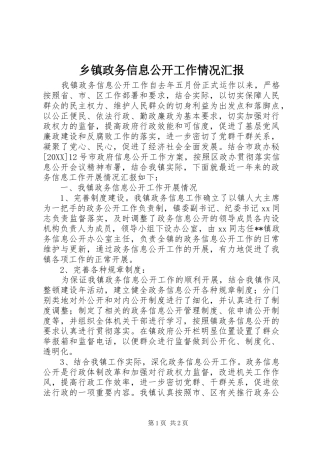 2024年乡镇政务信息公开工作情况汇报