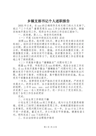 2024年乡镇支部书记个人述职报告