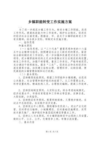 2024年乡镇职能转变工作实施方案