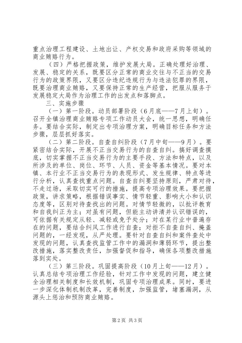 2024年乡镇治理商业贿赂专项工作实施方案_第2页