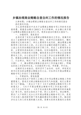 2024年乡镇治理商业贿赂自查自纠工作的情况报告