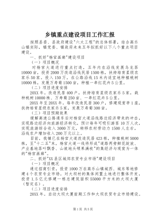 2024年乡镇重点建设项目工作汇报