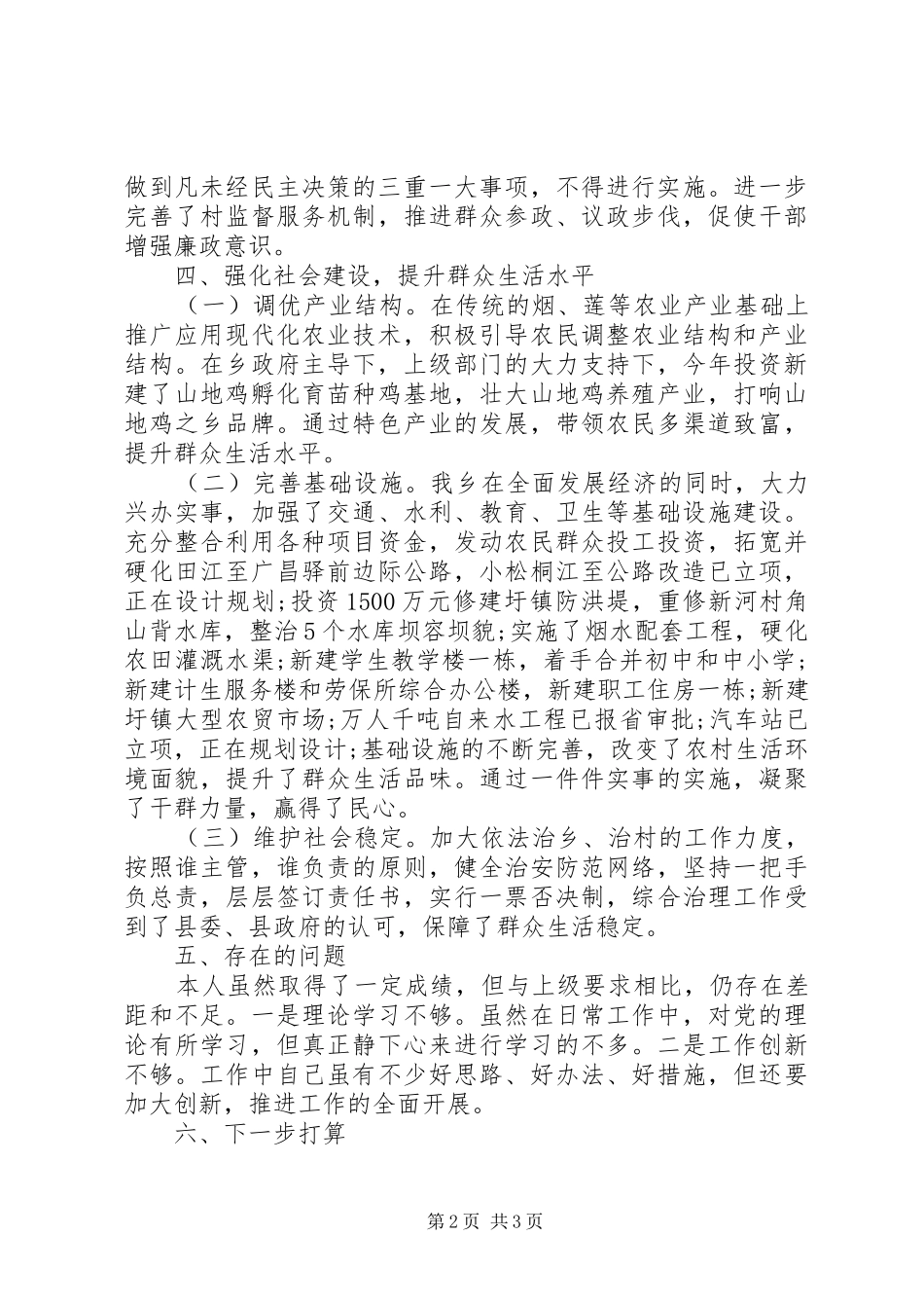 2024年乡镇主要负责人执政为民工作报告_第2页