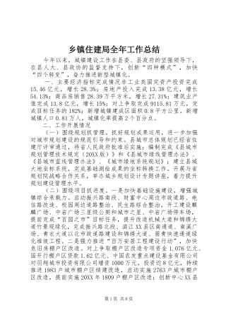2024年乡镇住建局全年工作总结