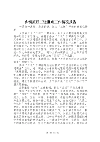 2024年乡镇抓好三送重点工作情况报告