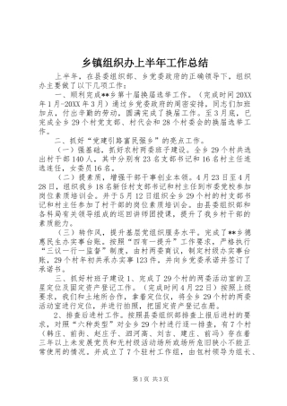 2024年乡镇组织办上半年工作总结