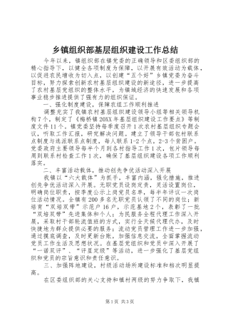 2024年乡镇组织部基层组织建设工作总结