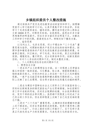 2024年乡镇组织委员个人整改措施