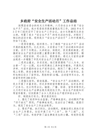 2024年乡政府安全生产活动月工作总结