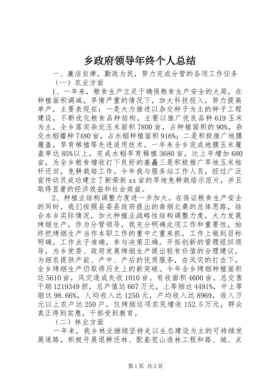 2024年乡政府领导年终个人总结_第1页