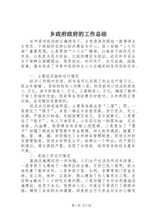 2024年乡政府政府的工作总结