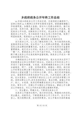 2024年乡政府政务公开年终工作总结
