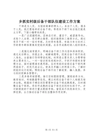 2024年乡抓实村级后备干部队伍建设工作方案