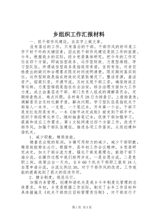 2024年乡组织工作汇报材料