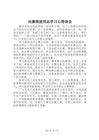2024年向廖俊波同志学习心得体会