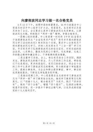 2024年向廖俊波同志学习做一名合格党员