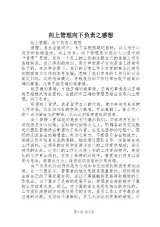 2024年向上管理向下负责之感想