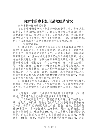 2024年向新来的市长汇报县域经济情况