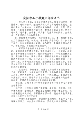2024年向阳中心小学党支部承诺书