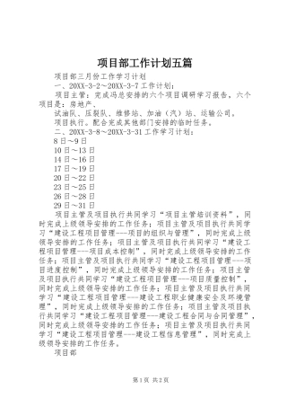 2024年项目部工作计划五篇