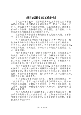 2024年项目部团支部工作计划