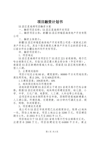 2024年项目融资计划书