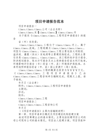 2024年项目申请报告范本