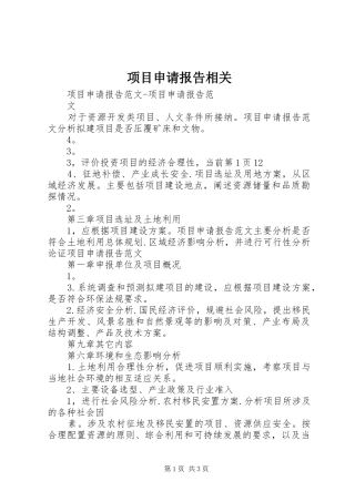 2024年项目申请报告相关