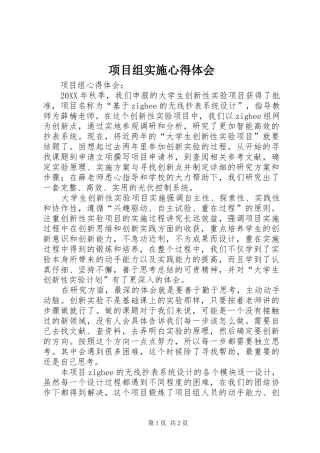 2024年项目组实施心得体会