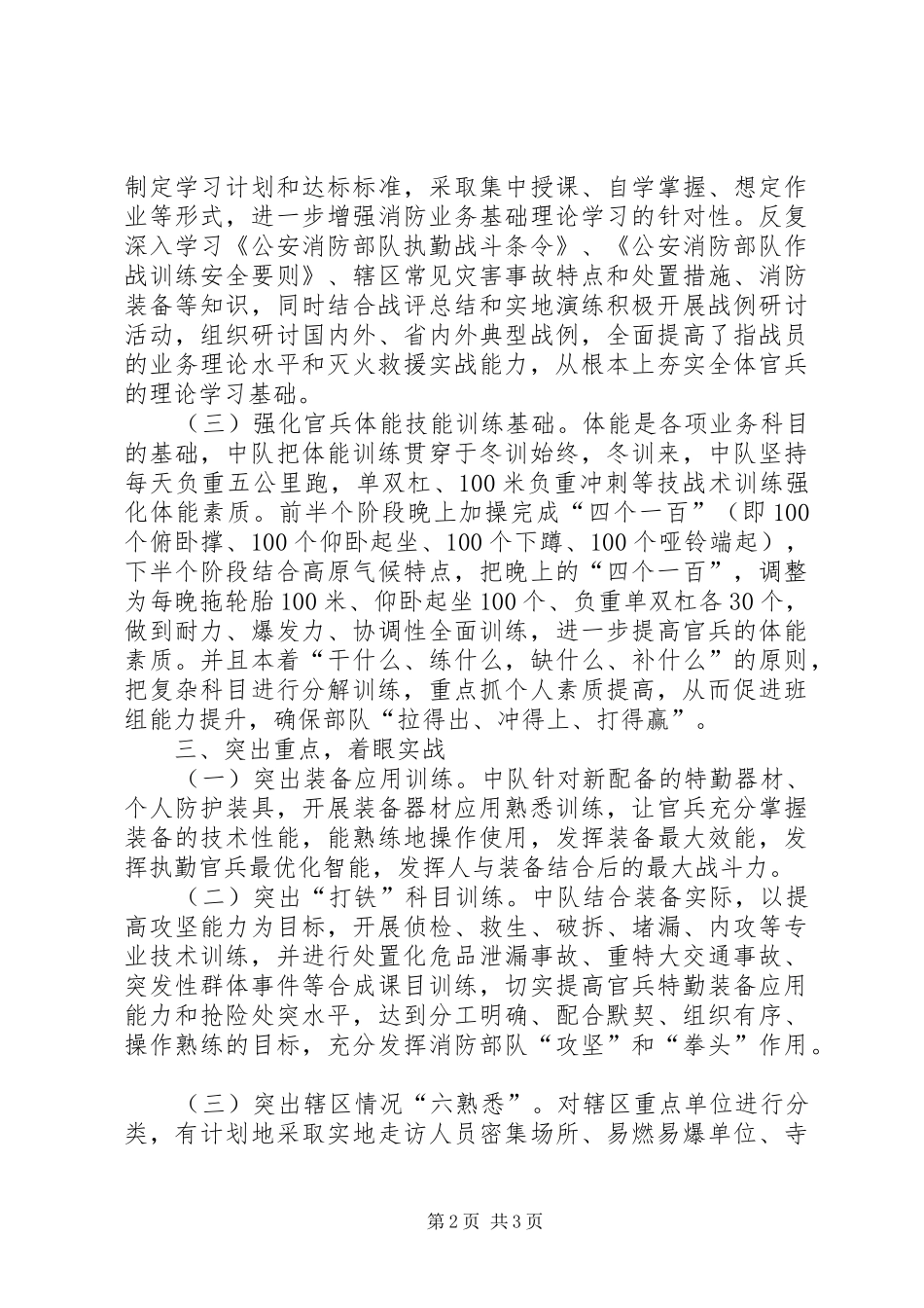 2024年消防部队冬季练兵总结_第2页