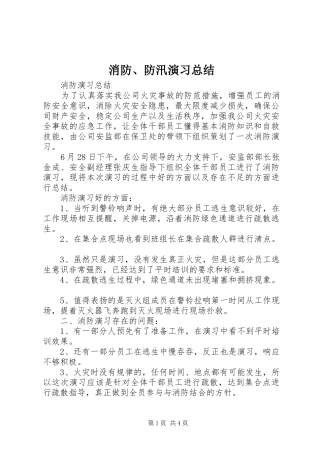 2024年消防防汛演习总结