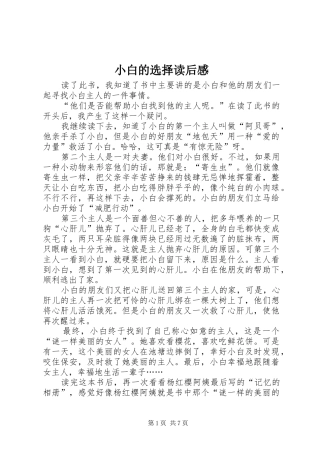 2024年小白的选择读后感