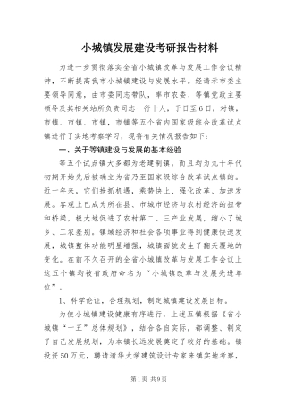 2024年小城镇发展建设考研报告材料