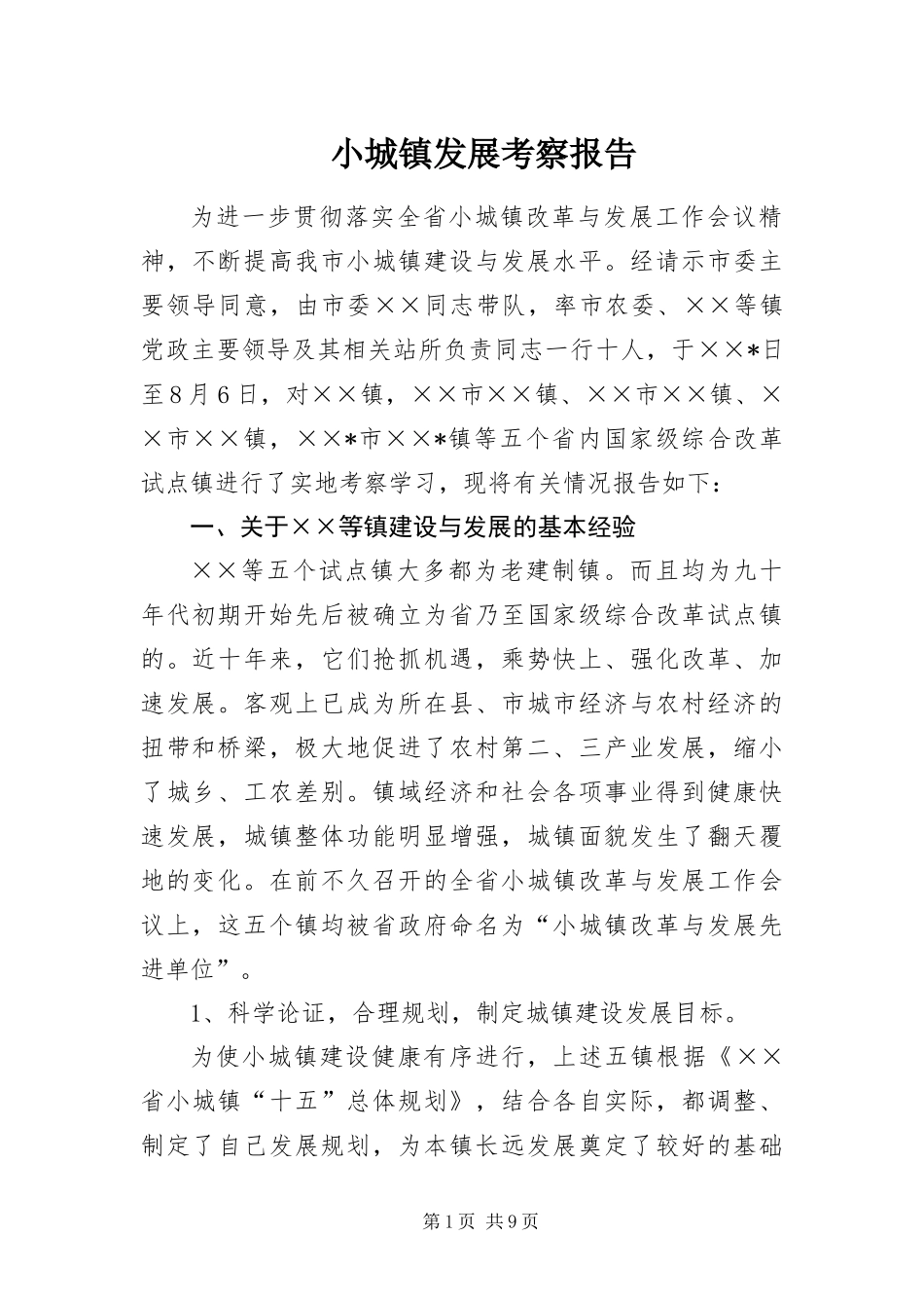2024年小城镇发展考察报告_第1页