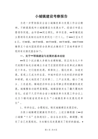 2024年小城镇建设考察报告