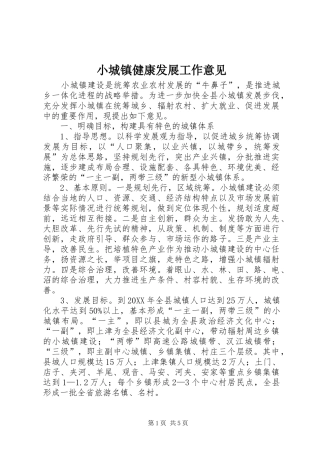2024年小城镇健康发展工作意见