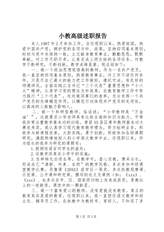 2024年小教高级述职报告