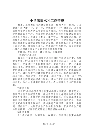 2024年小型农田水利工作措施
