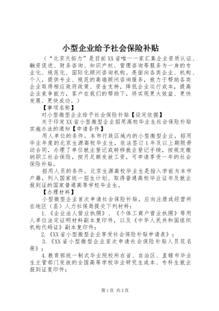 2024年小型企业给予社会保险补贴