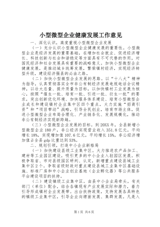 2024年小型微型企业健康发展工作意见