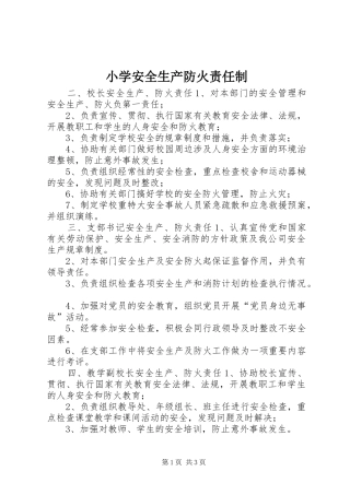 2024年小学安全生产防火责任制