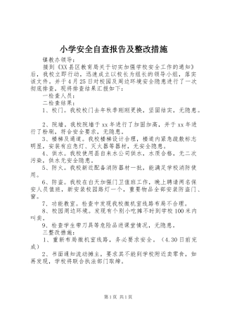 2024年小学安全自查报告及整改措施