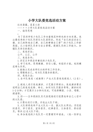 2024年小学大队委竞选活动方案