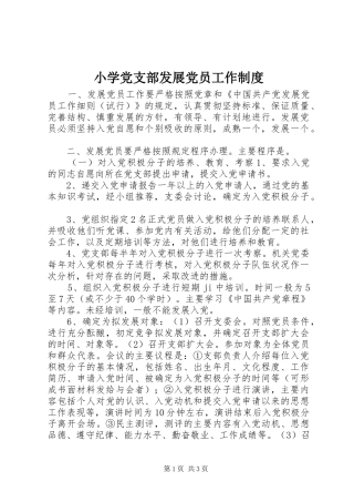 2024年小学党支部发展党员工作制度