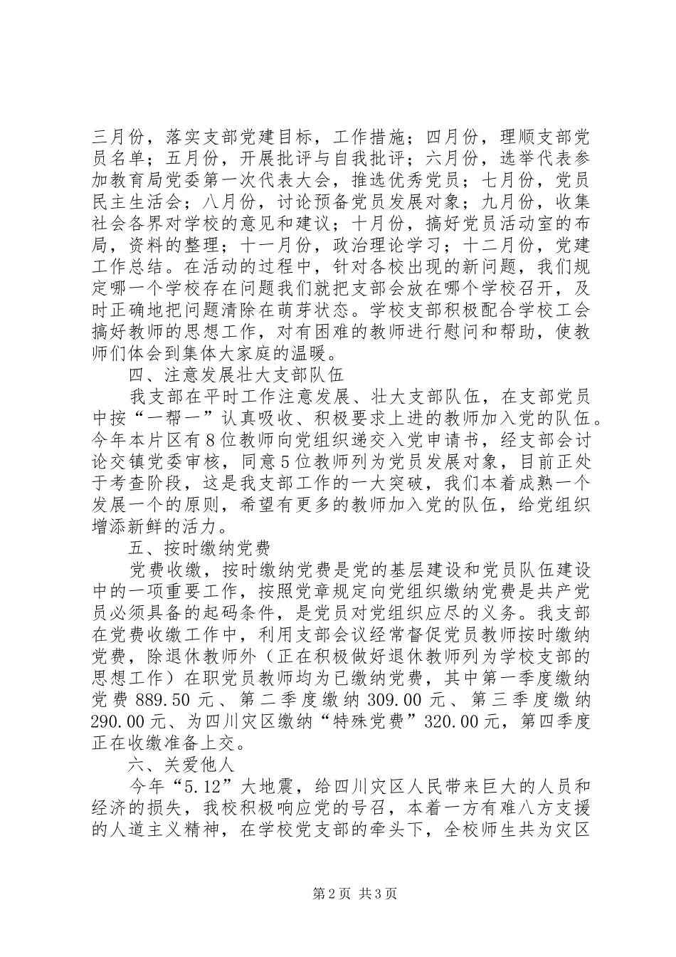 2024年小学党支部年度工作总结_第2页