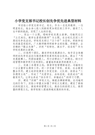 2024年小学党支部书记校长创先争优先进典型材料