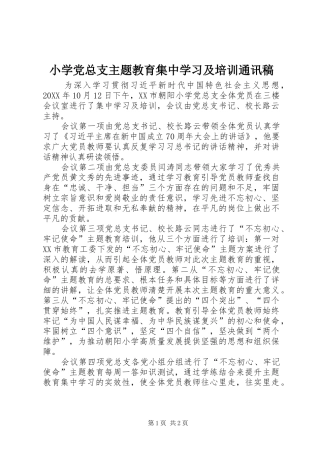 2024年小学党总支主题教育集中学习及培训通讯稿
