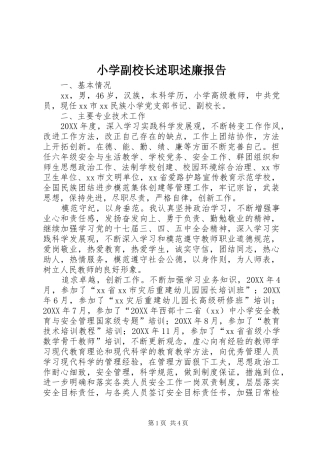 2024年小学副校长述职述廉报告