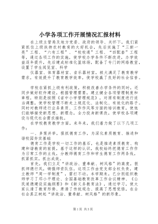 2024年小学各项工作开展情况汇报材料